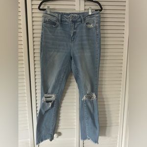 Flying Monkey light wash distressed skinny jeans